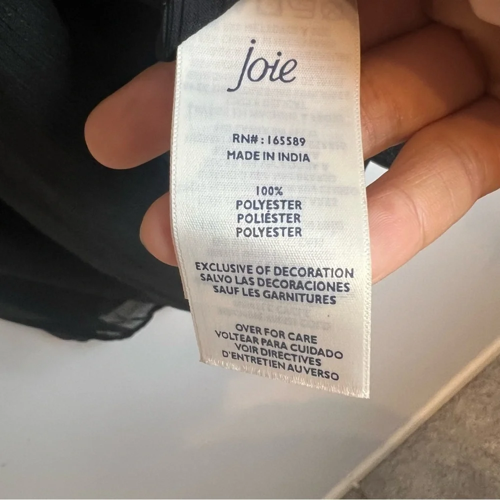 NWT Joie Limited Edition Semi Sheer Black Long Sleeve Smocked Top Womens Sz XL